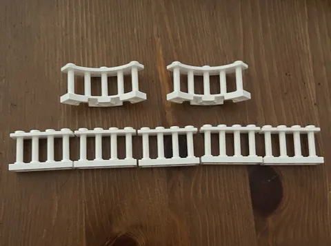 x7 Lego Fence 1x4x2 Spindled w/ 2 Studs, 4x4x2 Quarter Round Spindled w/ 3 Studs