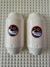 LEGO Cylinder Half 3x6x10 w 1x2 Cutout with Space Center Logo 92591pb001 Qty 2