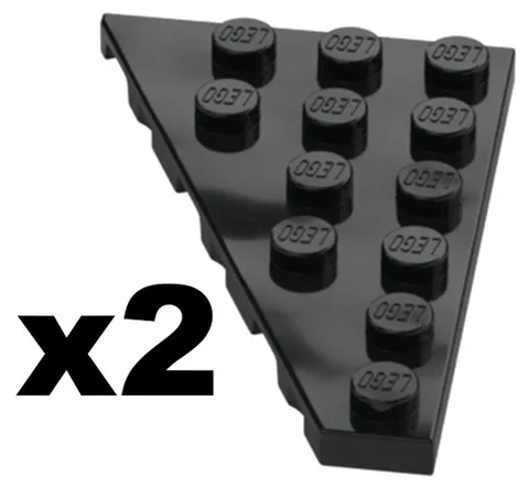Lego Part 48205 RIGHT Black WEDGE PLATES 6 x 4 Wing Piece Qty 2 BK1