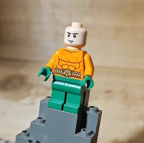 LEGO Plastic Minifigure Orange Torso Green Legs White Head No Hair/Helmet