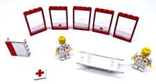 LEGO Red Cross Windows Stretcher Minifigs Replacement Parts Pieces Vintage