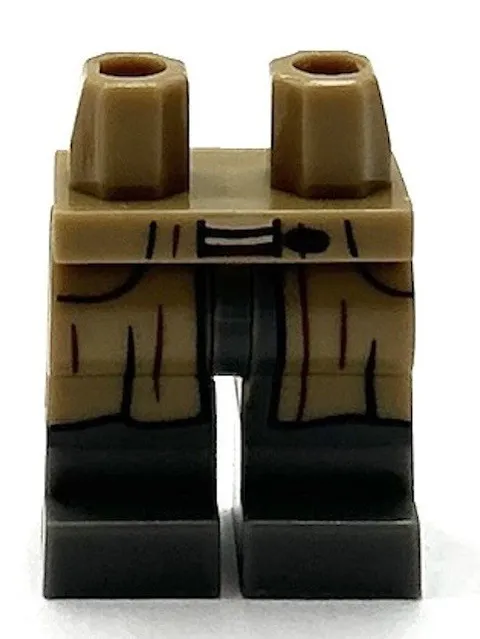Lego New Dark Tan Minifig Pants Legs w/ Open Robe End Gray Boots Part