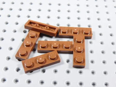 LEGO Lot of 6 Reddish Brown 1x3 Plates BA