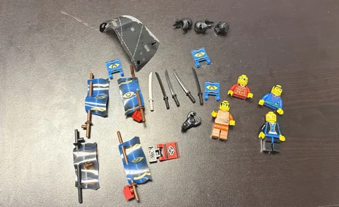 Vintage LEGO Ninja minifigure parts and pieces LOT with flags and accessories