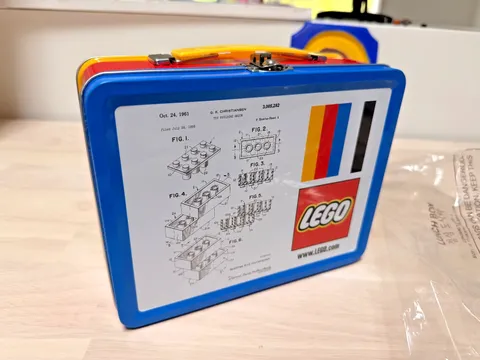 Lego Lunch Box Tin With Brick Patent Design 2019 Exclusive & Retired - NEW
