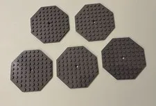 Lego Part 89523 Plate, Modified 10x10 Octagonal Dark Bluish Gray Lot Of 5 #2