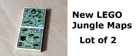 New LEGO Map Jungle Forest Hiking Trail Water Trees Mountain Animals Tracking