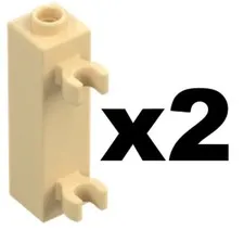 Lego Part 60583b Tan BRICK Modified 1 x 1 x 3 with 2 Vertical Clips Qty 2 TN4
