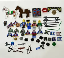 LEGO Castle Knight Minifigures Lot w/ Weapons Shields & Horse, Vintage, Rare