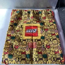 Lego Drawstring Bag Storage Carrying Bag Backpack Legos Yellow Red 16-1/2 X 14”