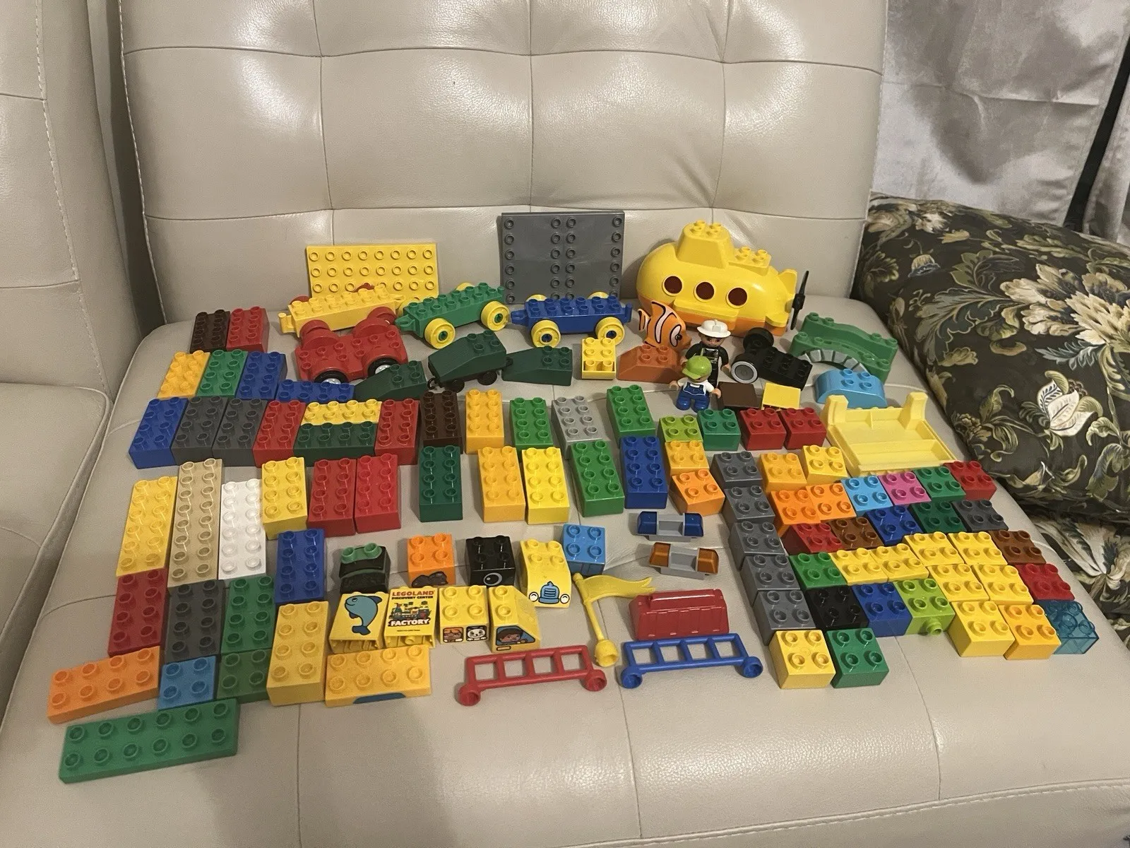Lot Of Lego Duplo Bricks Submarine and figures 3 pounds total of bricks