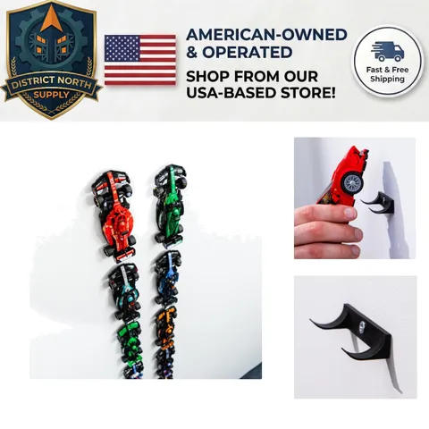 Elegant 8-Pack Wall Hooks for 8-Wide Speed Champions Display - Modern Design