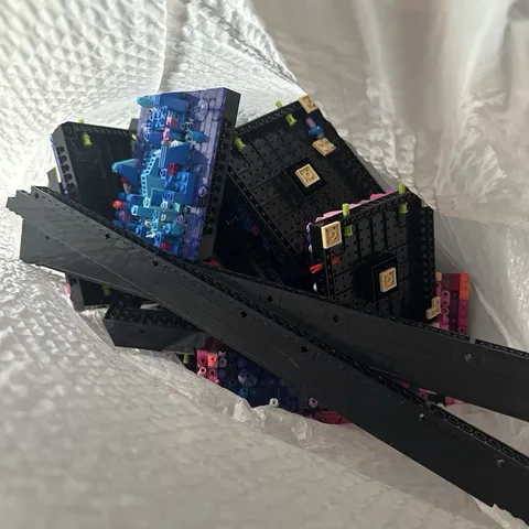 LEGO Bulk Mixed Pieces Lot w/ Black Baseplates & Assorted Parts, Colors