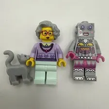 LEGO Minifigures Series 11 Lot 2 71002 CMF 2013 Grandma Lady Robot EUC