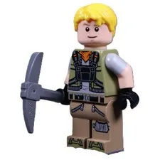 new LEGO Fortnite Minifig - Battalion Brawler, blond hair, pickaxe