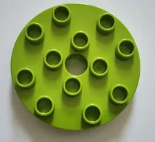 Lego Lime Duplo, Plate Round 4 x 4 with Hole with Locking Ridges 98222