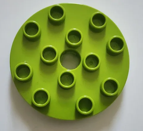 Lego Lime Duplo, Plate Round 4 x 4 with Hole with Locking Ridges 98222