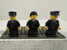 LEGO City Pilot Minifigure Lot of 3 Airline Airplane Crew Figures Authentic