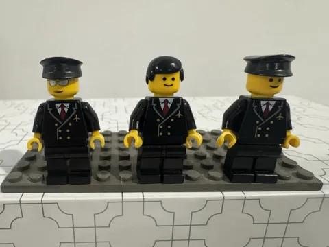 LEGO City Pilot Minifigure Lot of 3 Airline Airplane Crew Figures Authentic