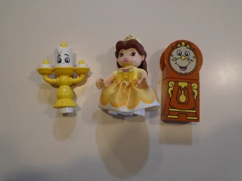 Lego Duplo People ~ Disney Princess Lot ~ Belle / Cogsworth / Lumiere
