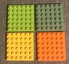 LEGO Parts: Flat Base Plates, 6 x 6,  Multi Colors, Part # 3958 - Lot of 4