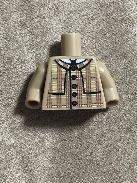 LEGO Minifigure Torso Detective Coat Jacket Agents PLAID Brown Tie Police Shirt