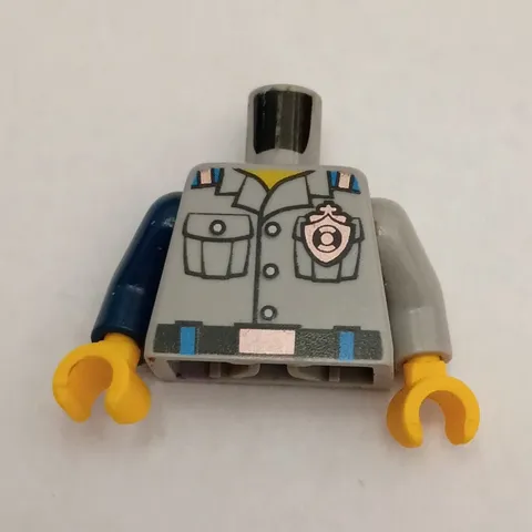 LEGO Minifigure Torso Light Gray Police Shirt Badge Dark Blue Arms 1pc