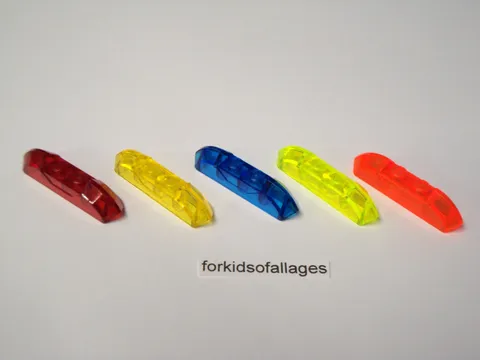 5 Lego #40996 Bricks 1x4 w/Sloped Ends Trans Red Yellow Blue Neon Green & Orange
