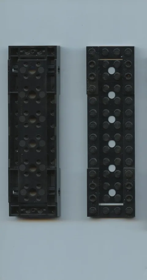 LEGO x 2 Black Vehicle, Base 4 x 14 x 1 with 2 x 12 Recessed Center