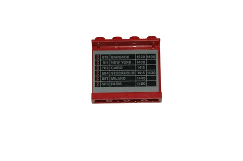 Lego® 12V 4.5V TRAIN Railway Schedule Timetable RED