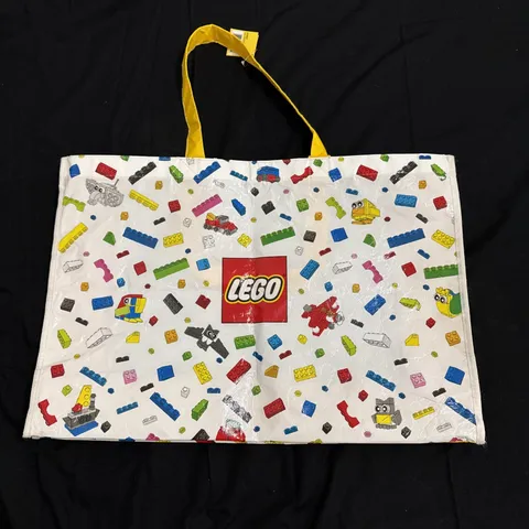 NWT LEGO Shopper Bag - Laminated Fabric Tote - Brick Print /Yellow Handles