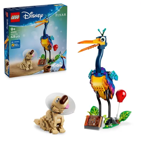 LEGO DISNEY PIXAR Kevin & Dug Figures - Toy Golden Retriever Dog & Exotic Bird -