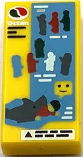 Lego New Yellow Tile 1 x 2 with Octan Logo Minifigure Silhouettes and Shark Part