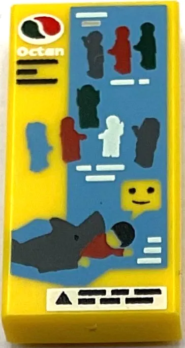 Lego New Yellow Tile 1 x 2 with Octan Logo Minifigure Silhouettes and Shark Part