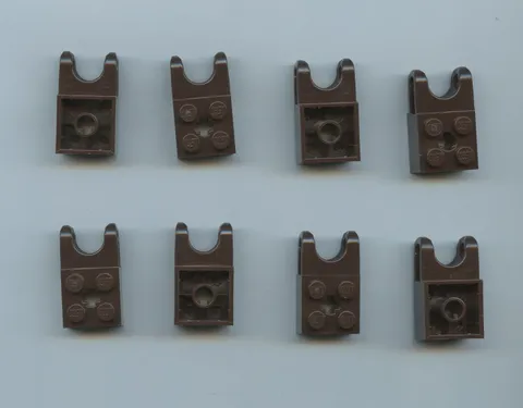 LEGO x 8 Dark Brown Technic, Brick Modified 2 x 2 with Ball Socket and Axle Hole