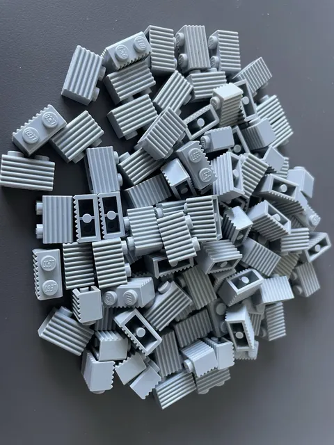 LEGO BULK LOT OF 100 LIGHT BLUISH GRAY MODIFIED BRICKS 1X2 WITH GRILLE #2877