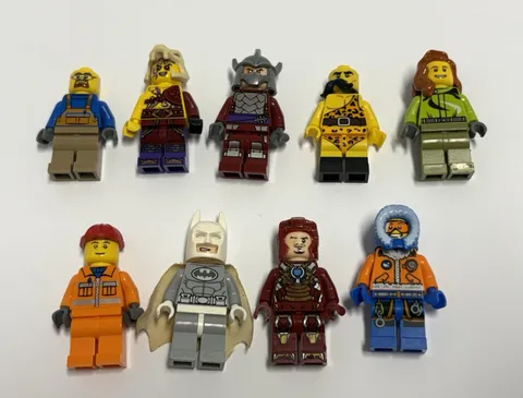 LEGO Minifigure Lot of 9 w/ Accessories - Batman & Assorted Superhero Figures