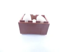 Lego Eggs, set of 5, in reddish-brown crate