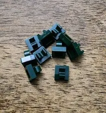 LEGO Dark Green Tile, Modified 1 x 1 with Open O Clip QTY 10. Part 15712