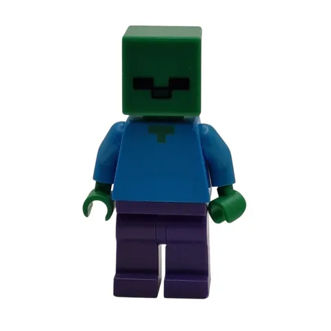 LEGO Minifigure Minifig Minecraft Zombie Purple Legs Blue Torso min010 Used