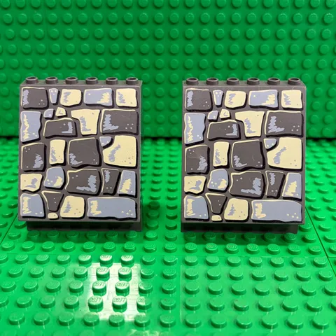 LEGO Panel 4x6x6 Sloped Multicolored Rock Pattern (30156px2) Dark Gray : 2 Pack
