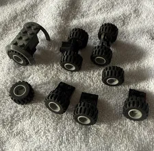 LEGO Wheel, Tire & Axle Vehicle Parts Bulk Lot - Black/Gray in Polybag