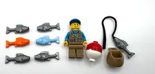 LEGO fisherman Minifig fish Fishing pole city town outdoors trout bluegill bass