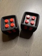 LEGO 64776pb01 Black Rubber Die Cube Red Studs Games Set Of 2