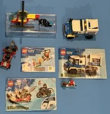 LOT LEGO CITY Fire Helicopter 60318, 60276 Police Prisoner Transport & Manual’s