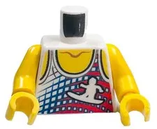 Lego Male Surfer YELLOW MINIFIG TORSO Tank Top Red/Blue Yellow Chest/Arms D414