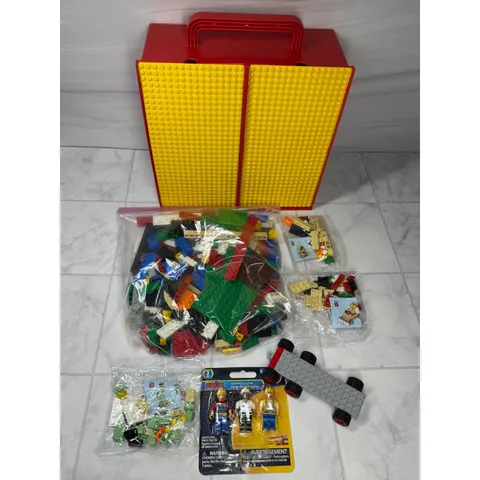 Vintage 1989 Lego Travel Case Red Yellow 2745 with 1lb Bricks and Minifigures
