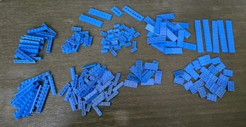 LEGO Bulk Lot 206 Blue Flat Plates 2x3 2x4 2x6 2x8 1x2 1x3 1x4