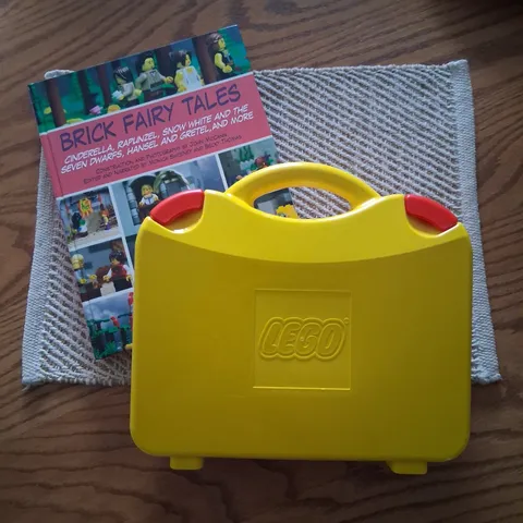 LEGO Yellow Travel Suitcase Storage Organizer Case (FULL) & Brick FairyTale Book
