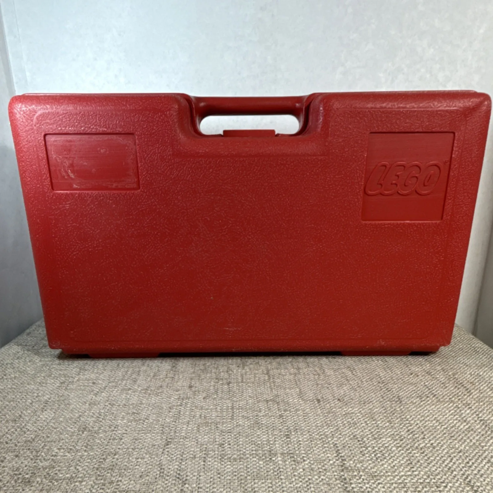 VTG LEGO Red Plastic Carrying Case, Handle, 5 Compartments, 17x10x5 made in USA